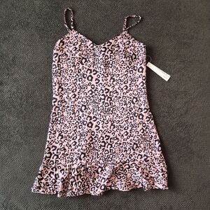 Bloomingdales Exclusive Aqua Cheetah Print Slip Dress size Small NWT